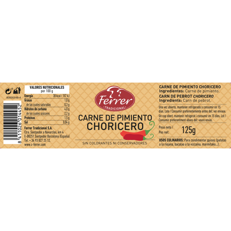 CARNE DE PIMIENTO CHORICERO TARRO 125g
